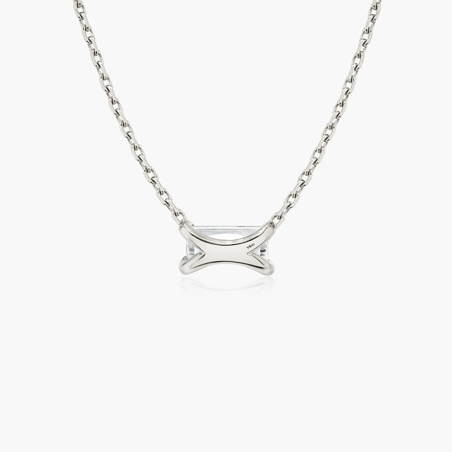 Iconic Baguette 14K Whitegold Necklace w. Lab-Grown Diamond