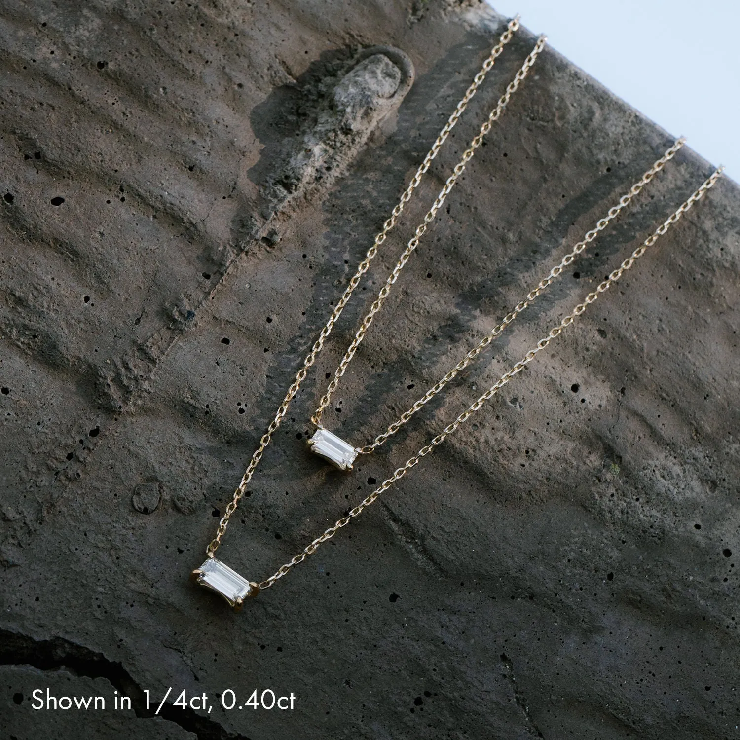 Iconic Baguette 14K Whitegold Necklace w. Lab-Grown Diamond