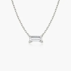 Iconic Baguette 14K Whitegold Necklace w. Lab-Grown Diamond