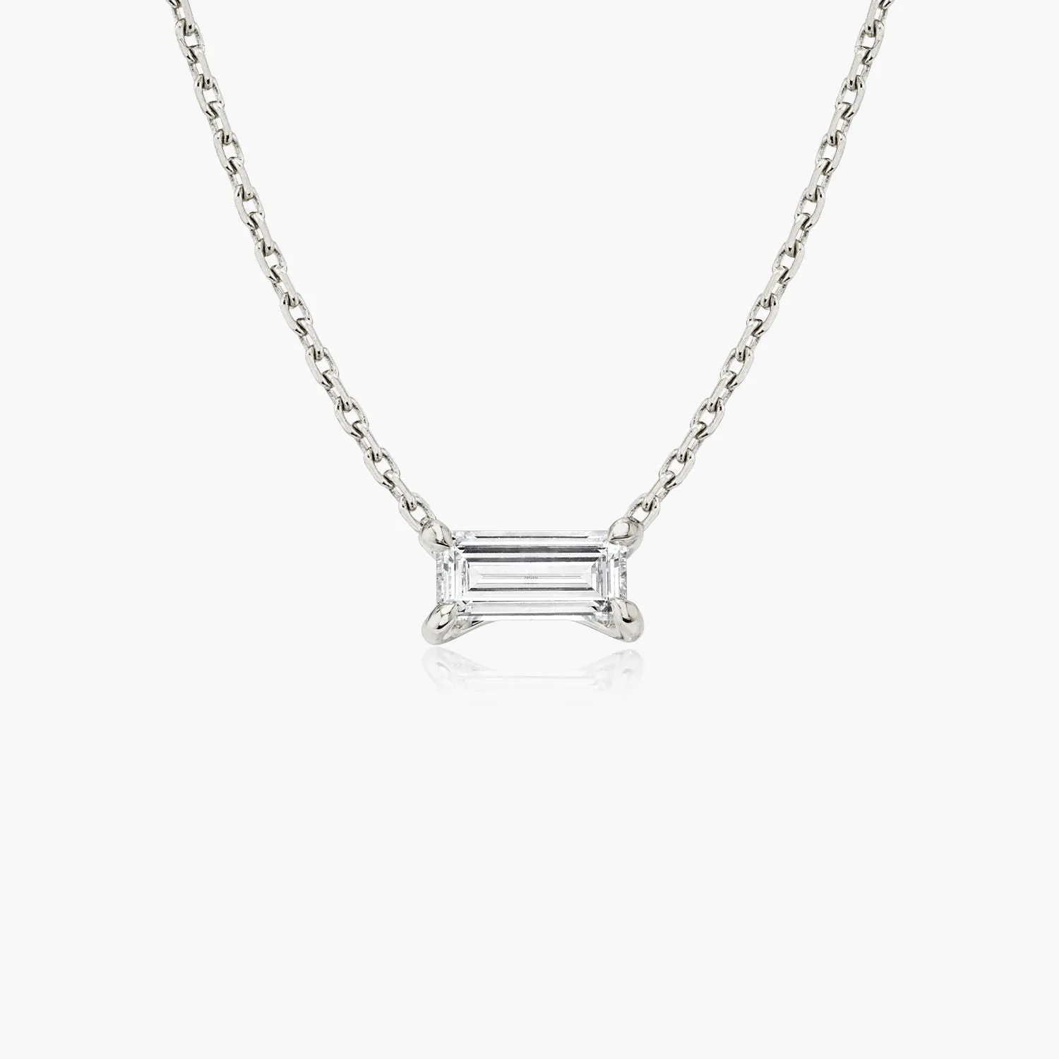 Iconic Baguette 14K Whitegold Necklace w. Lab-Grown Diamond