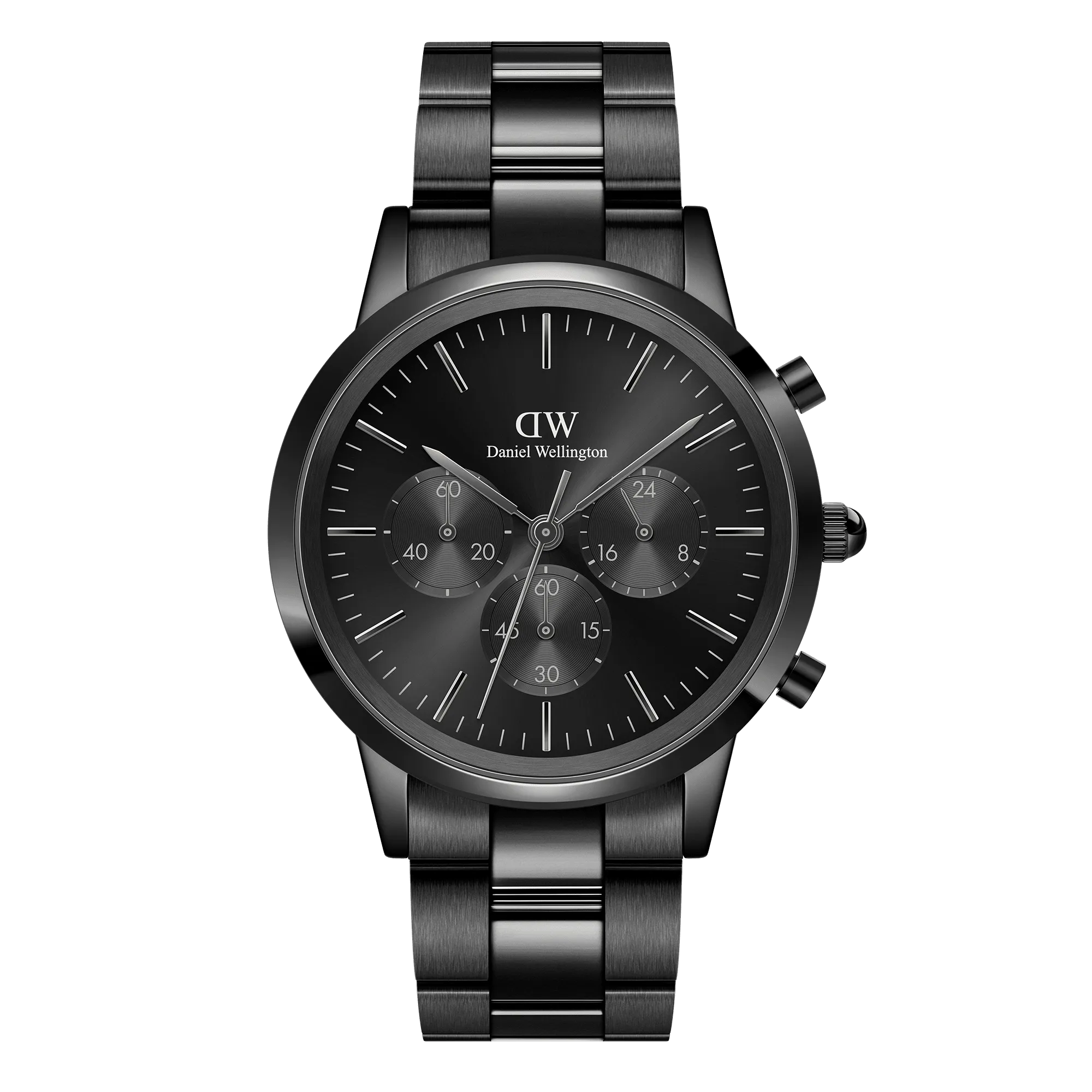 Iconic Chronograph Link Onyx B Daniel Wellington