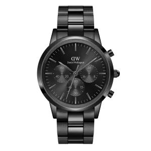Iconic Chronograph Link Onyx B Daniel Wellington