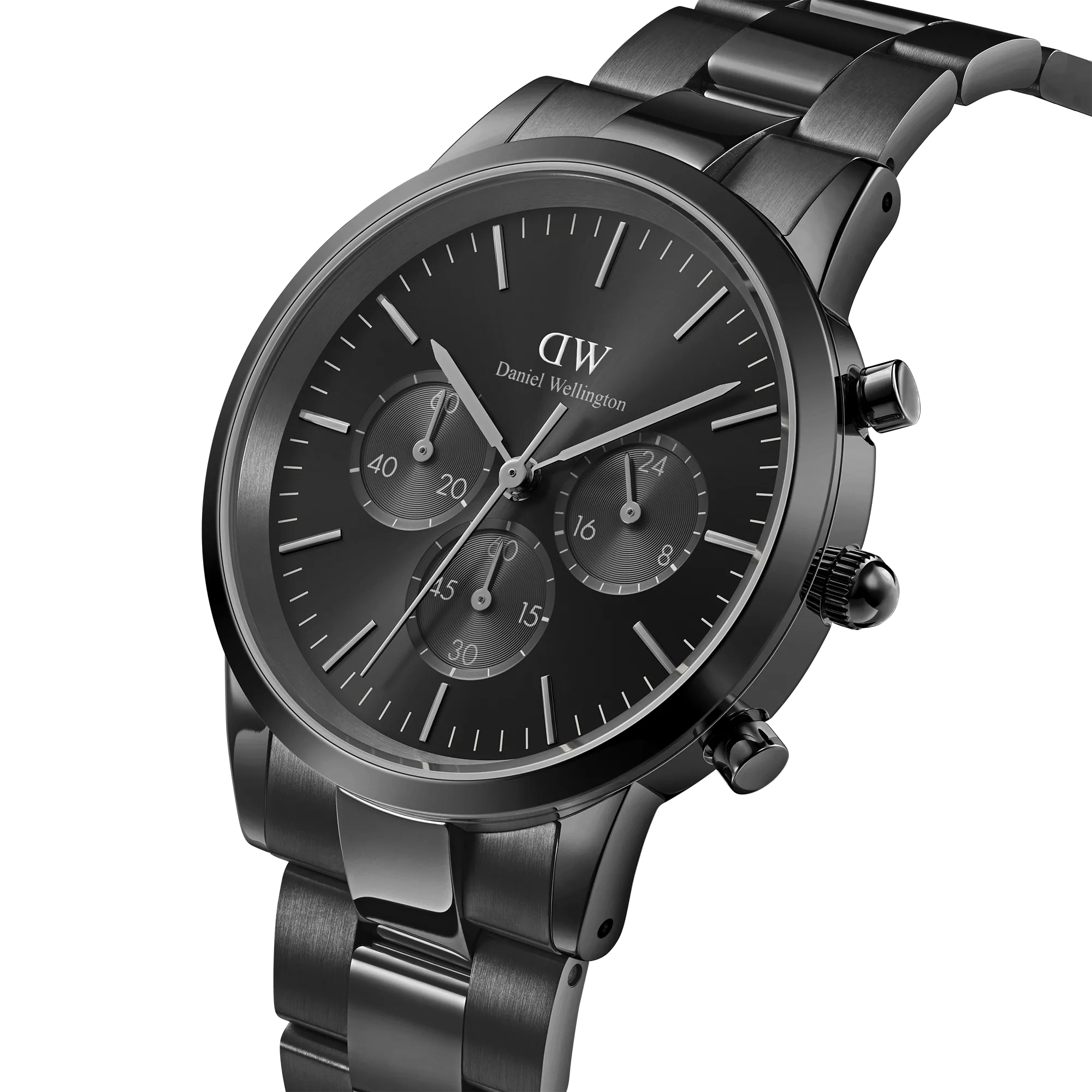 Iconic Chronograph Link Onyx B Daniel Wellington