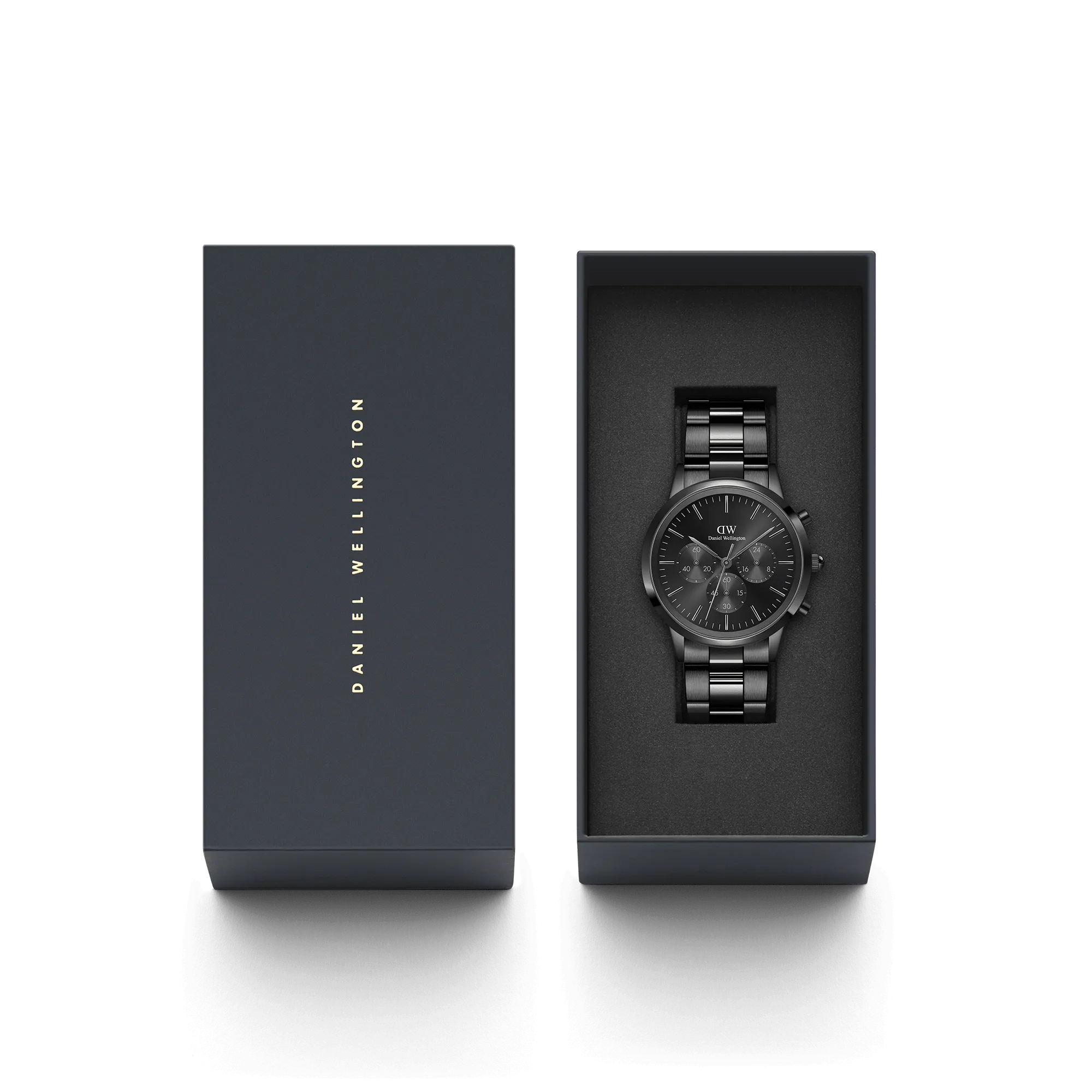 Iconic Chronograph Link Onyx B Daniel Wellington
