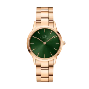Iconic Link Emerald Rose Gold Daniel Wellington