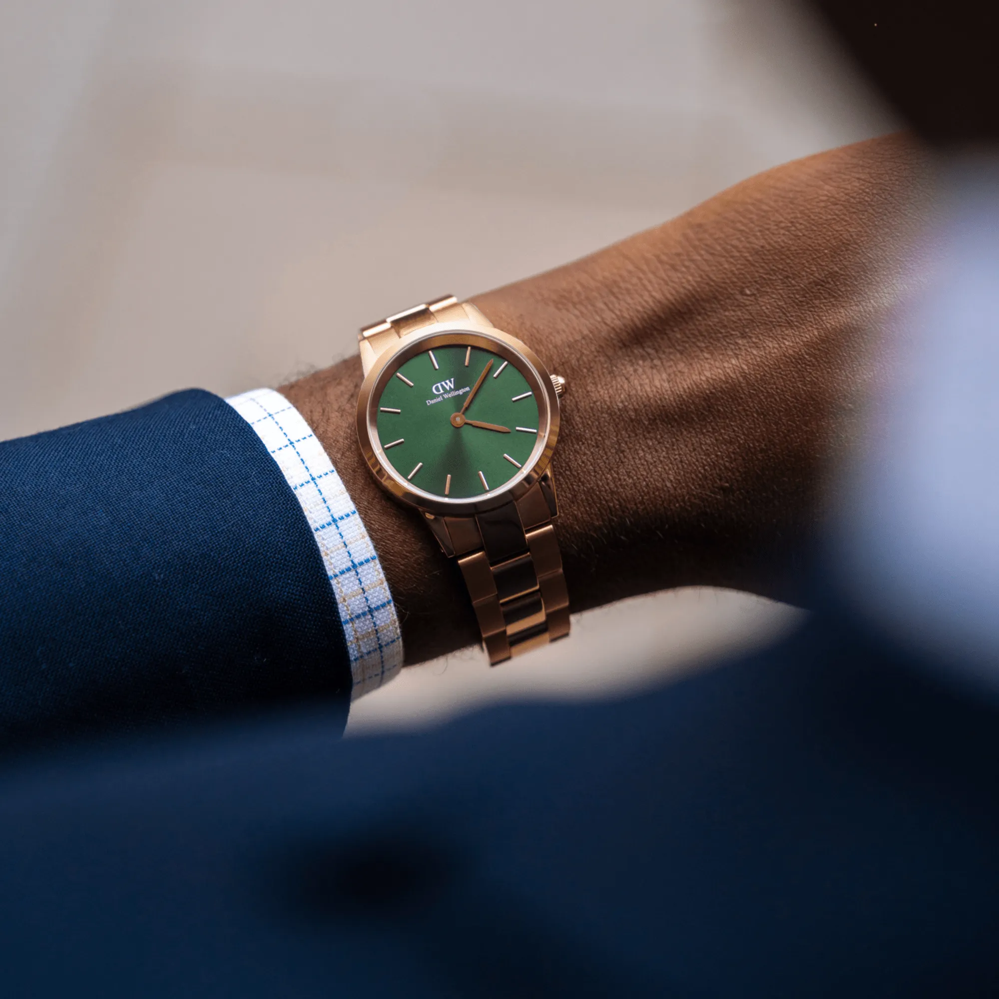 Iconic Link Emerald Rose Gold Daniel Wellington