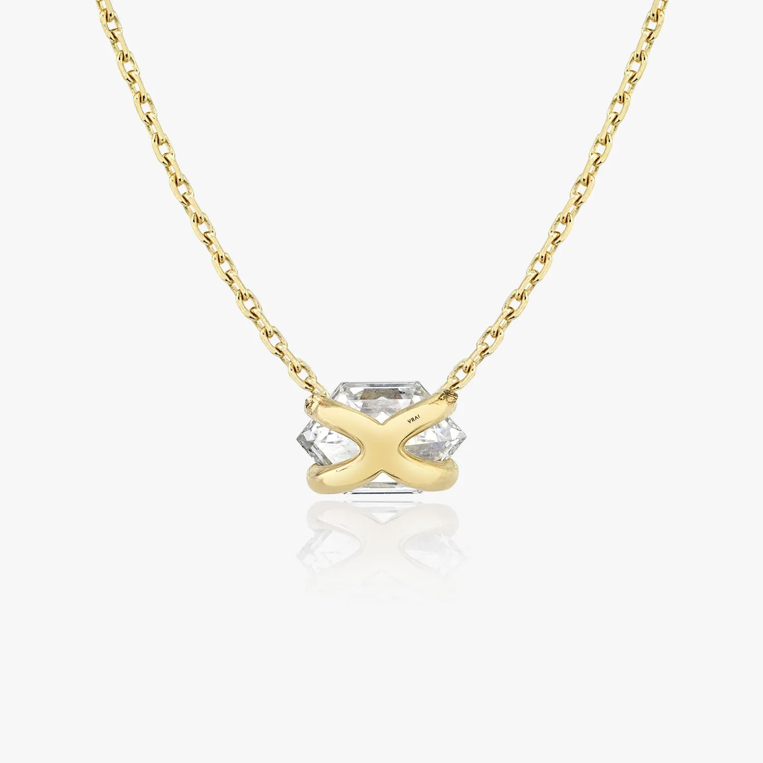 Iconic Long Hexagon 14K Gold Necklace w. Lab-Grown Diamonds, 0.75 ct.