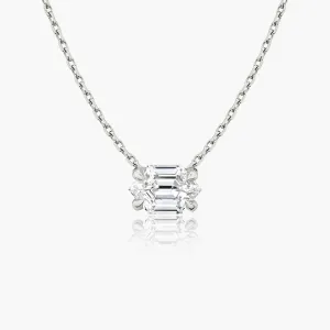 Iconic Long Hexagon 14K Whitegold Necklace w. Lab-Grown Diamonds, 0.75 ct.