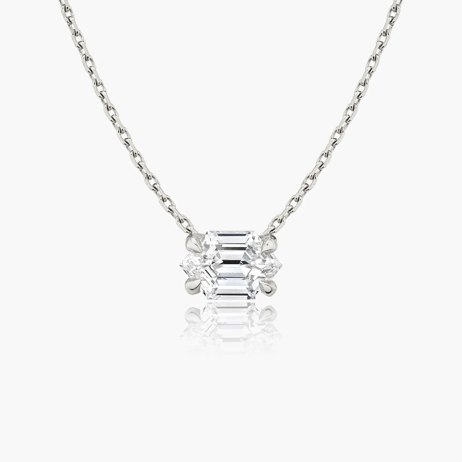 Iconic Long Hexagon 14K Whitegold Necklace w. Lab-Grown Diamonds, 0.75 ct.