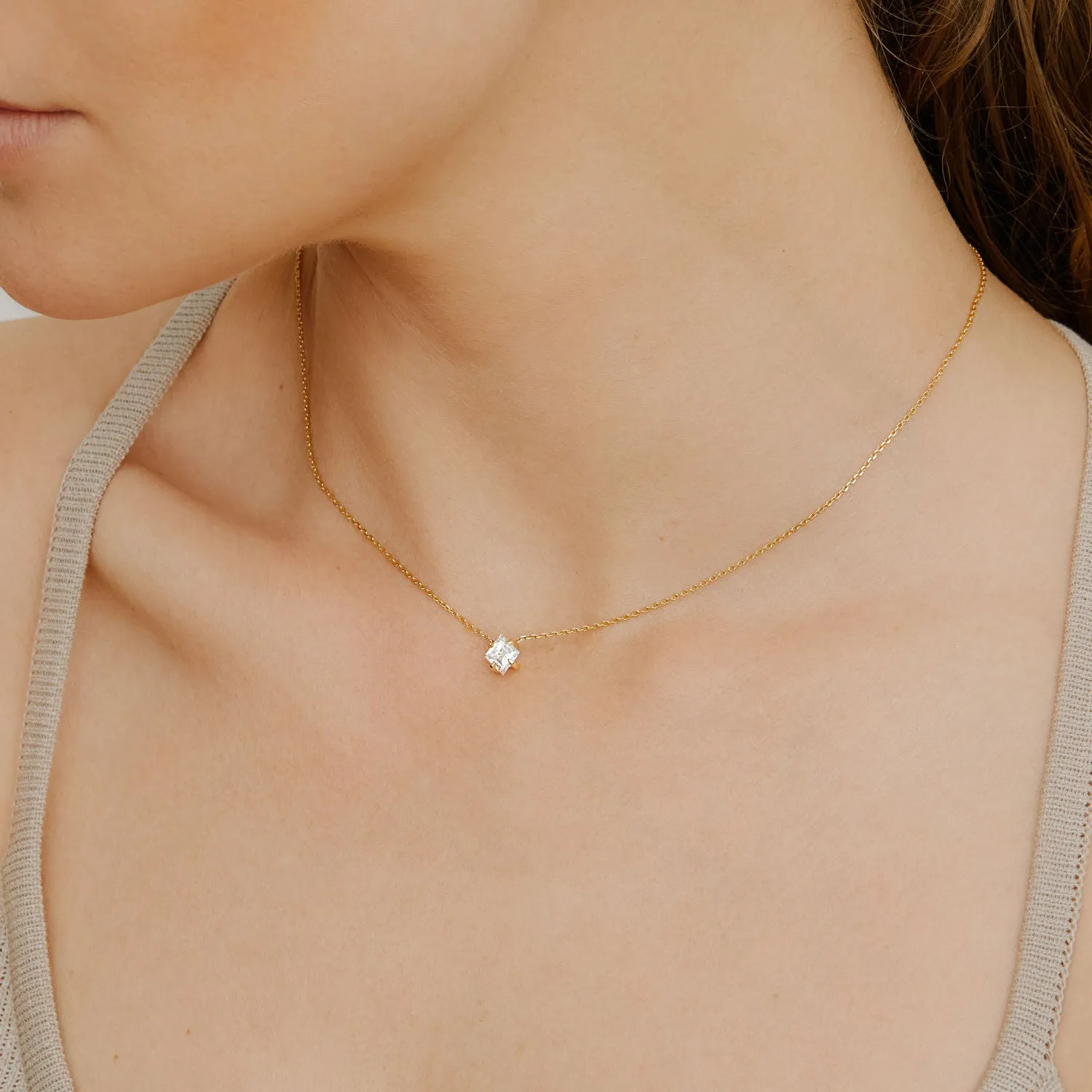 Iconic Lozenge 14K Gold Necklace w. Lab-Grown Diamonds, 0.75 ct.