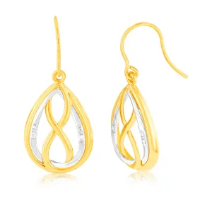 Infinity in Oval Shaped Drop Diamond Earrings in 9ct Yellow Gold Shiels