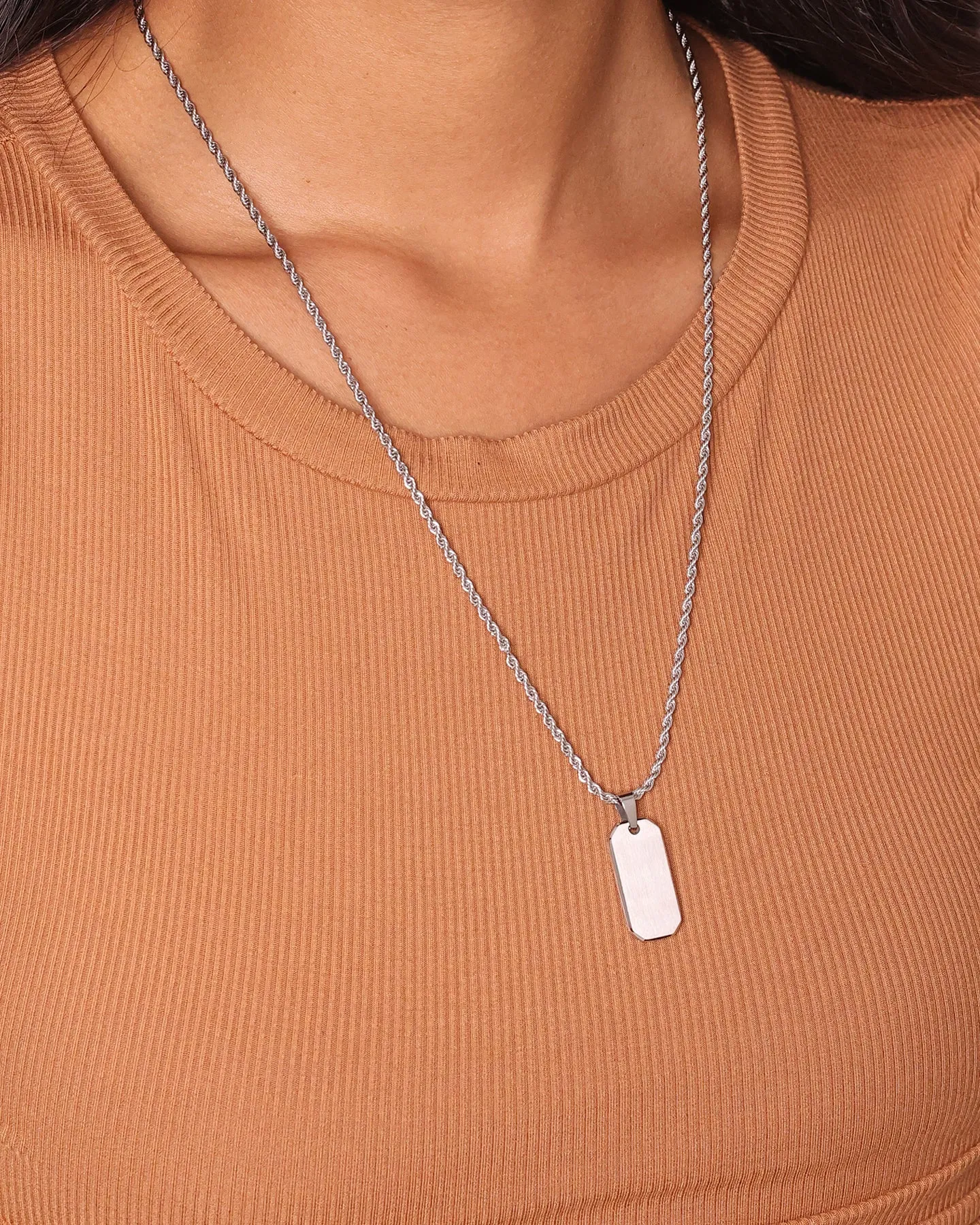 INFRA Tab Pendant Necklace Stainless Steel