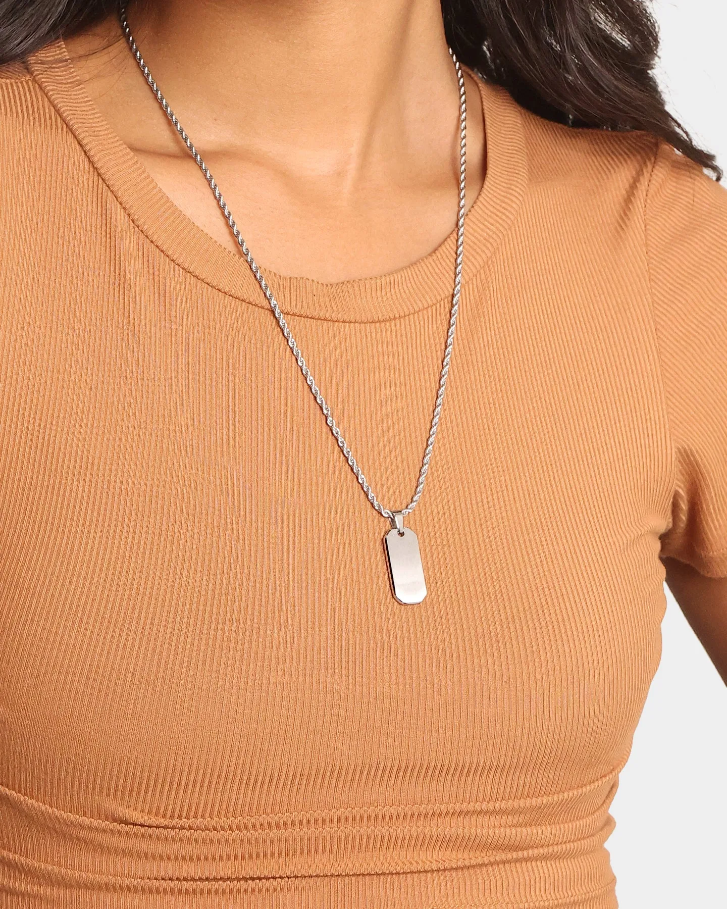 INFRA Tab Pendant Necklace Stainless Steel