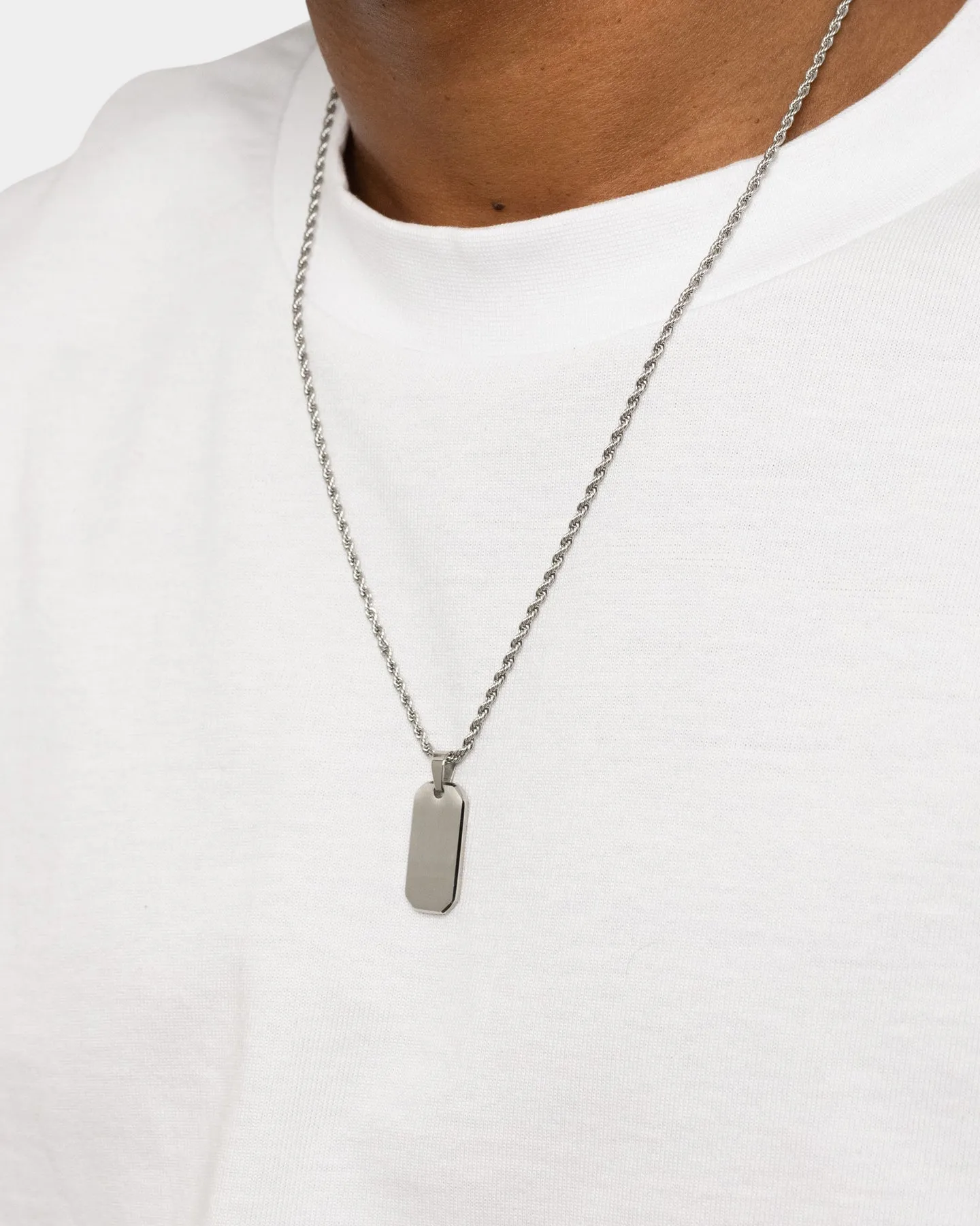 INFRA Tab Pendant Necklace Stainless Steel