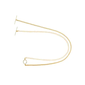 Iris double Gold Plated Necklace w. Pearls