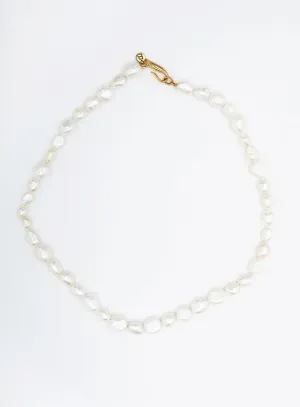 Irregular Pearls 14K Gold Plated Necklace w. Pearl