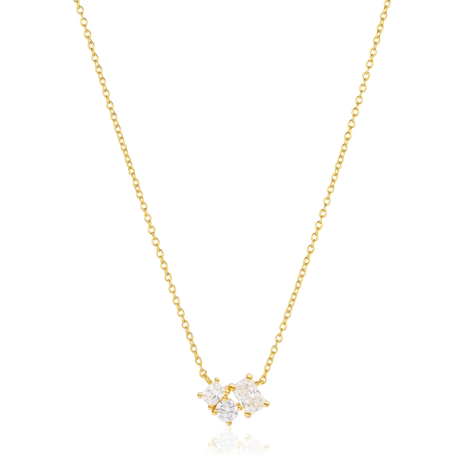 Ivrea Three 18K Gold Plated Necklace w. Zirconias