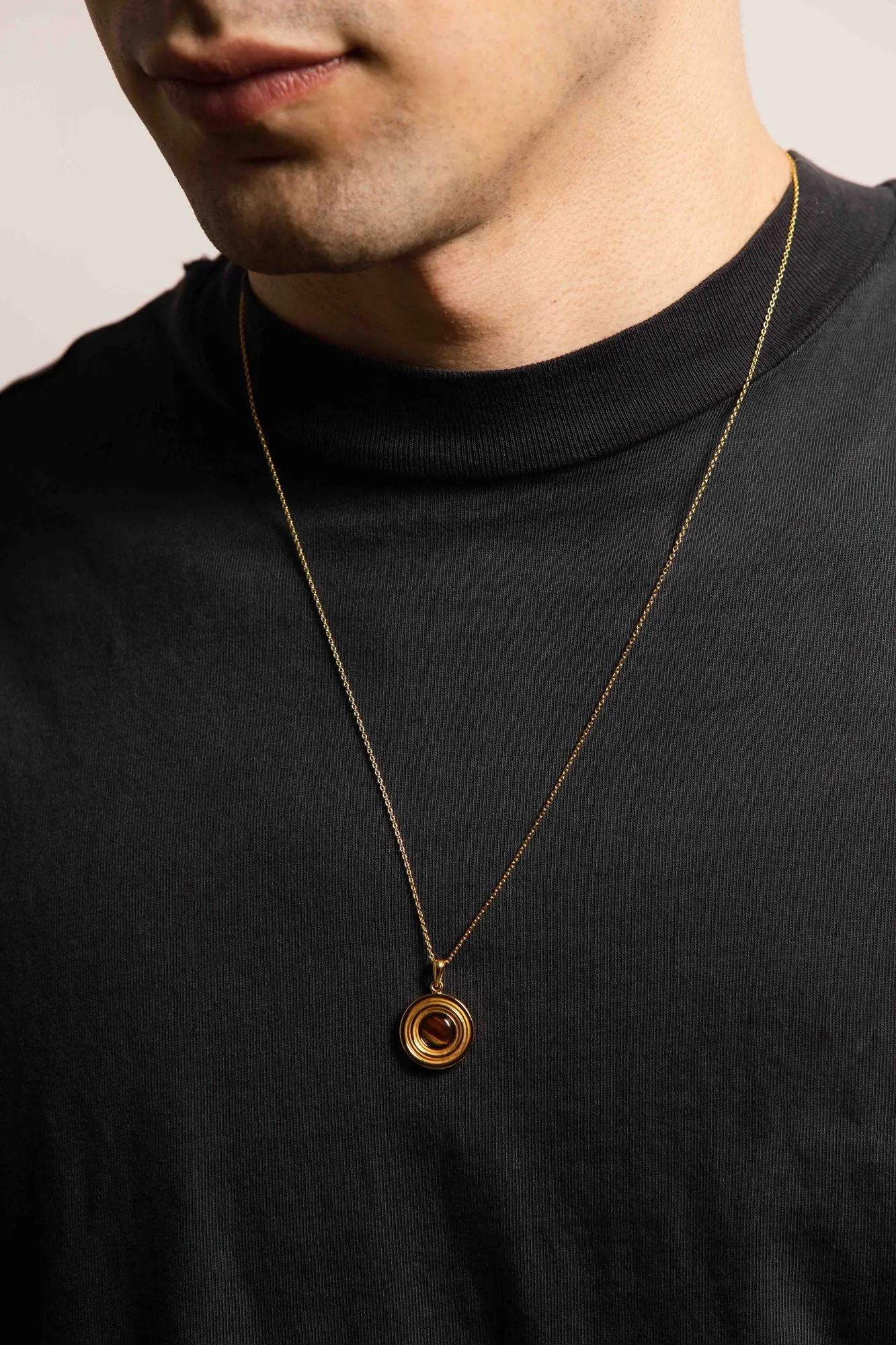 IX Anker 22K Gold Plated Pendant w. Tiger Eye