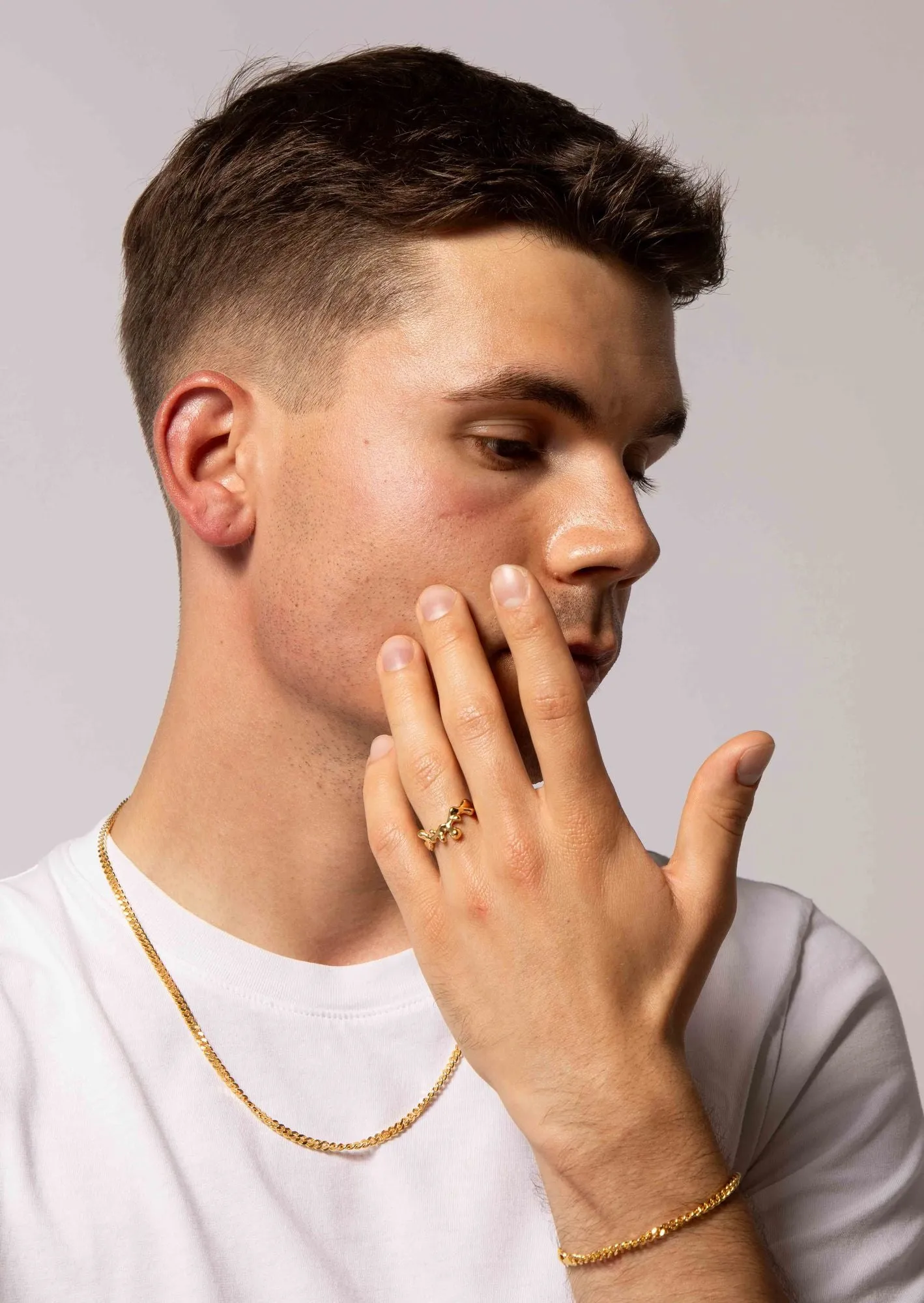 IX Curb Brushed 22K Gold Plated Necklace