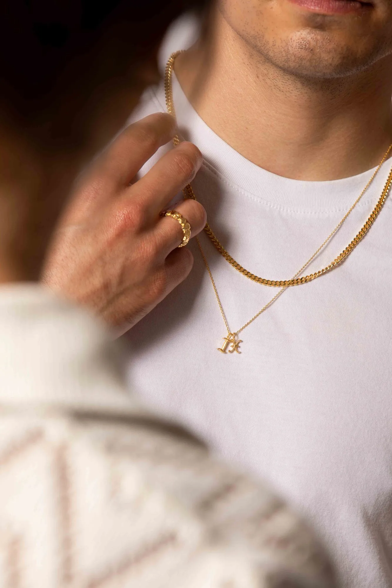 IX Curb Brushed 22K Gold Plated Necklace