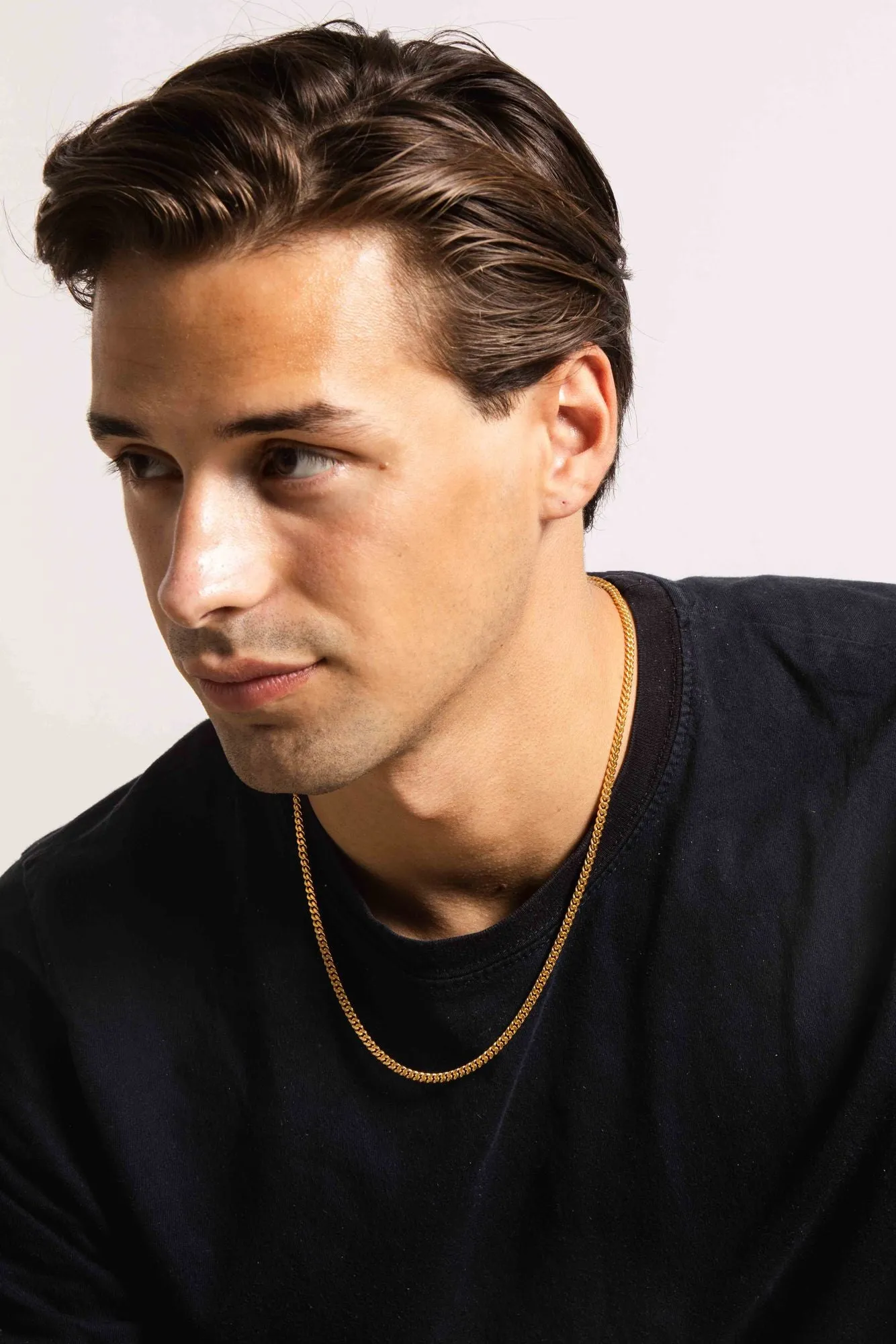 IX Curb Brushed 22K Gold Plated Necklace