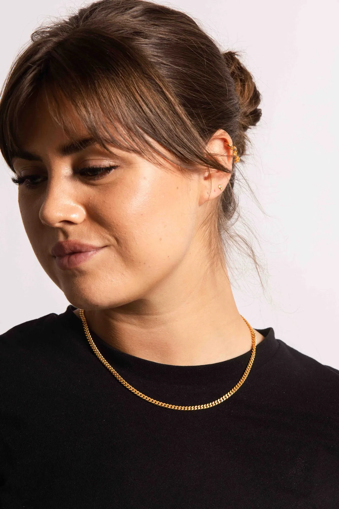 IX Curb Brushed 22K Gold Plated Necklace