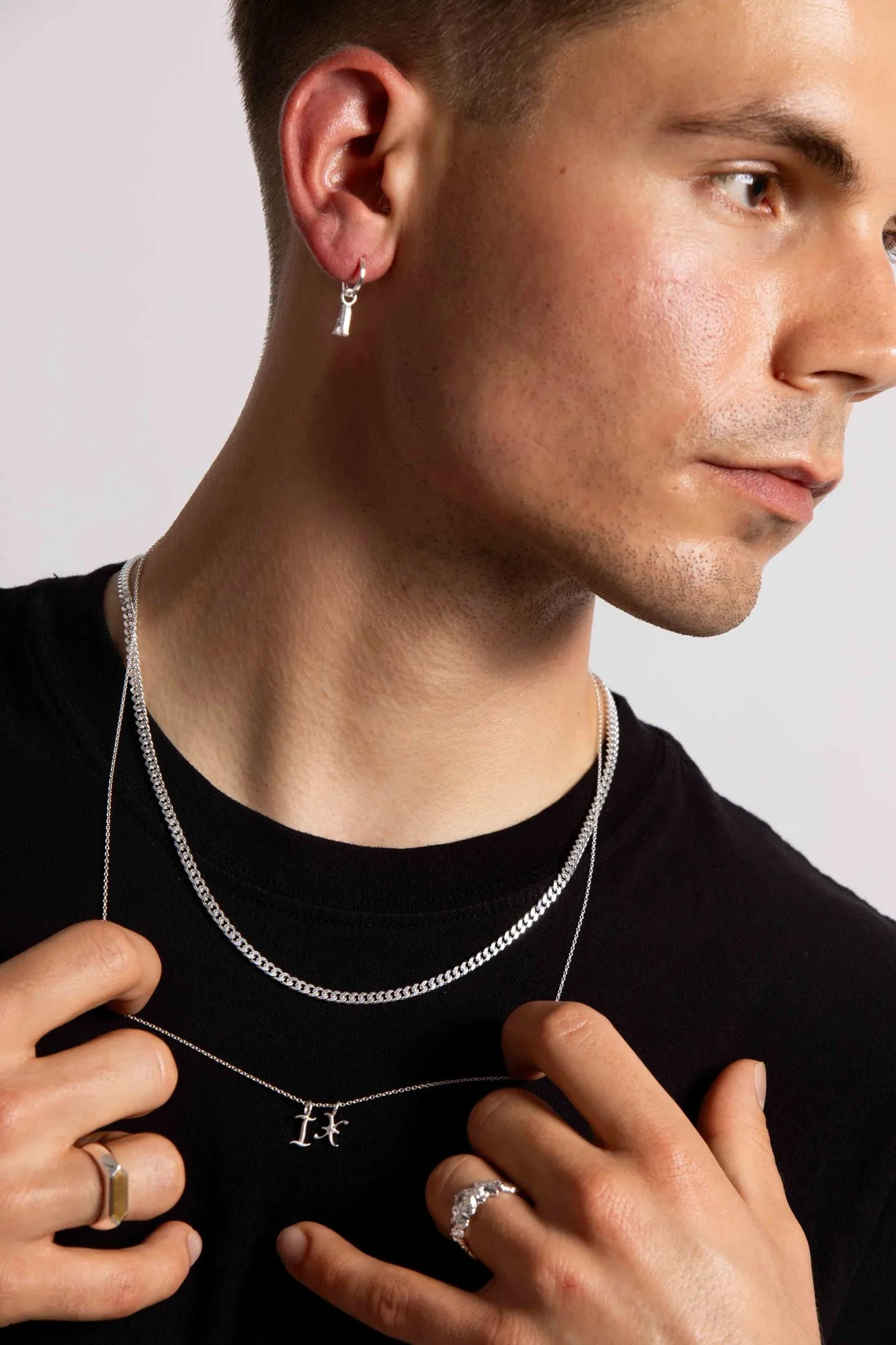 IX Curb Brushed Silver Necklace