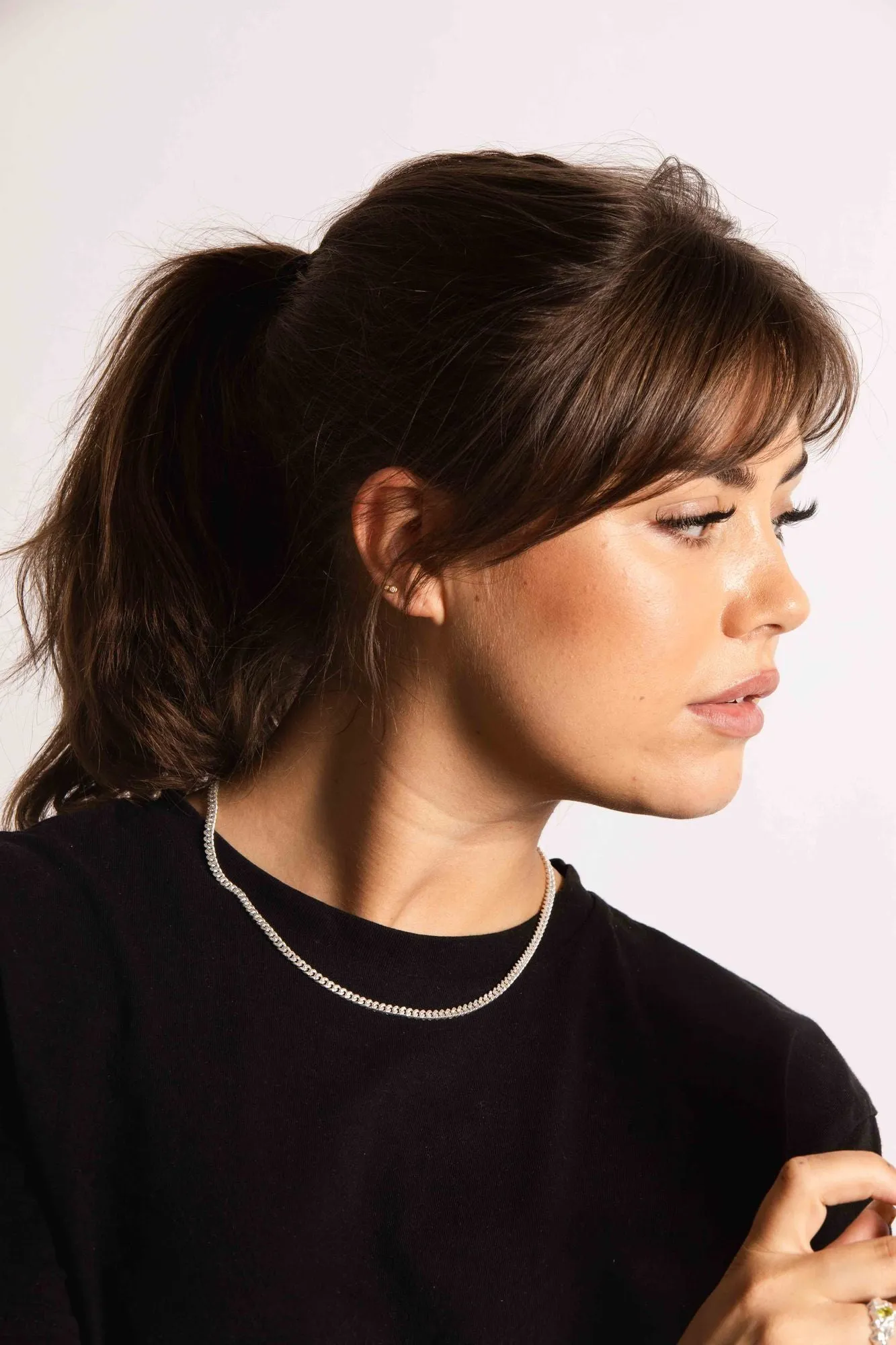 IX Curb Brushed Silver Necklace