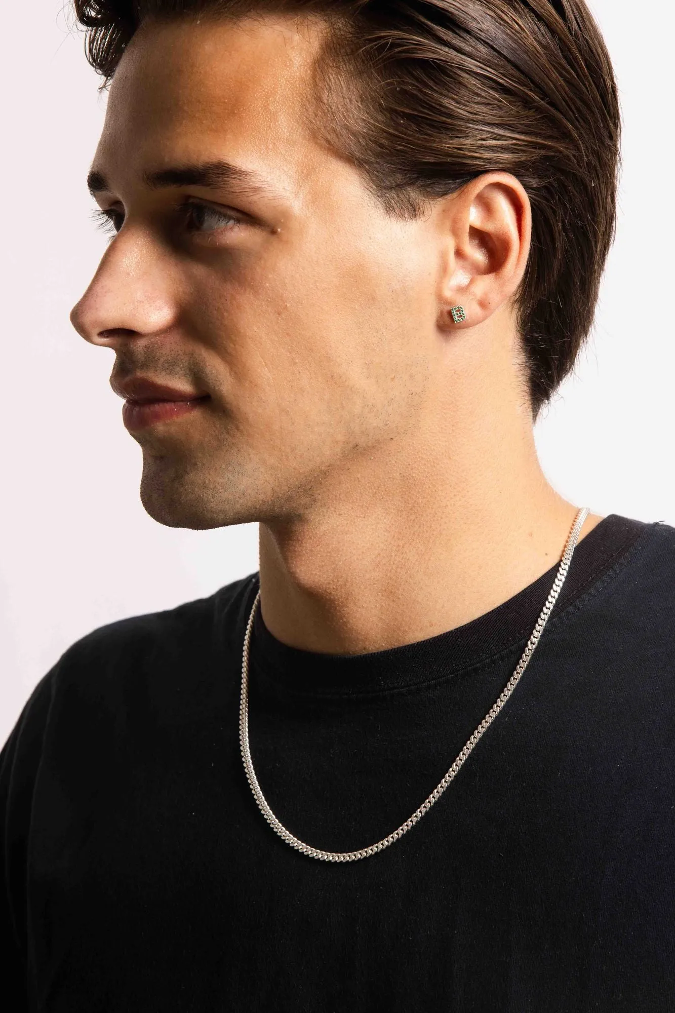 IX Curb Brushed Silver Necklace