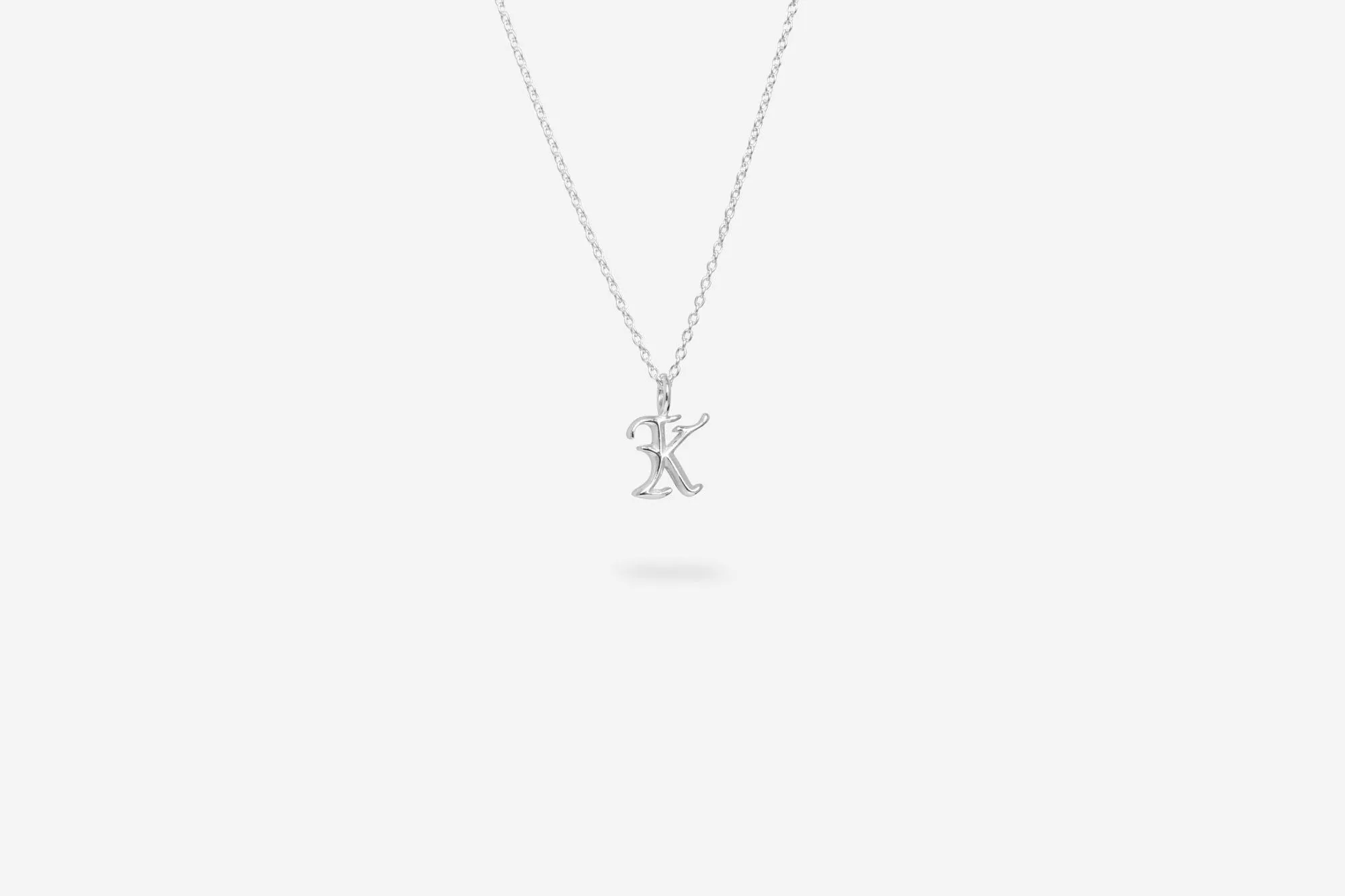 IX K Letter Silver Pendant