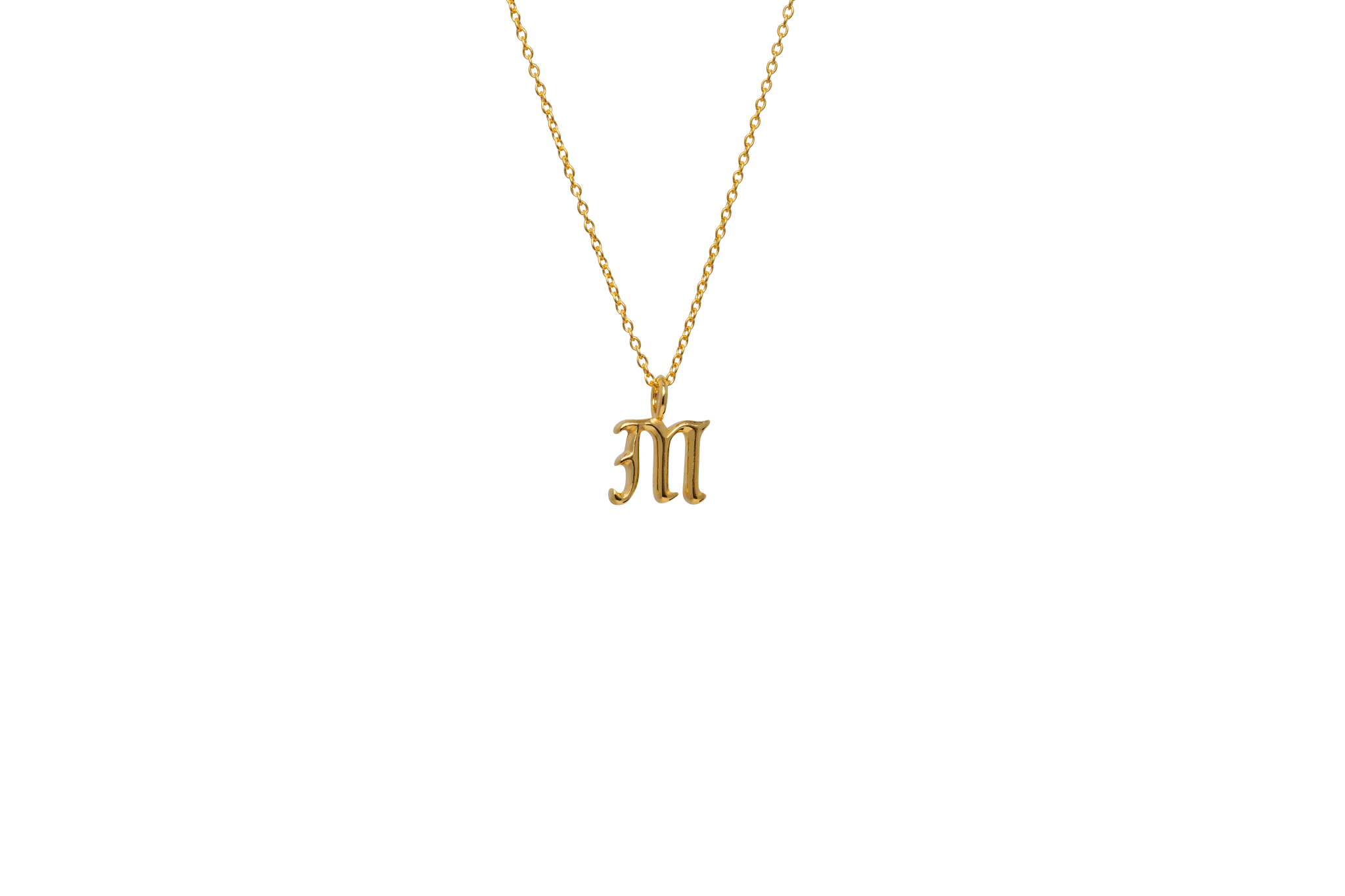 IX M Letter 22K Gold Plated Pendant