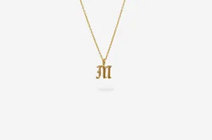 IX M Letter 22K Gold Plated Pendant