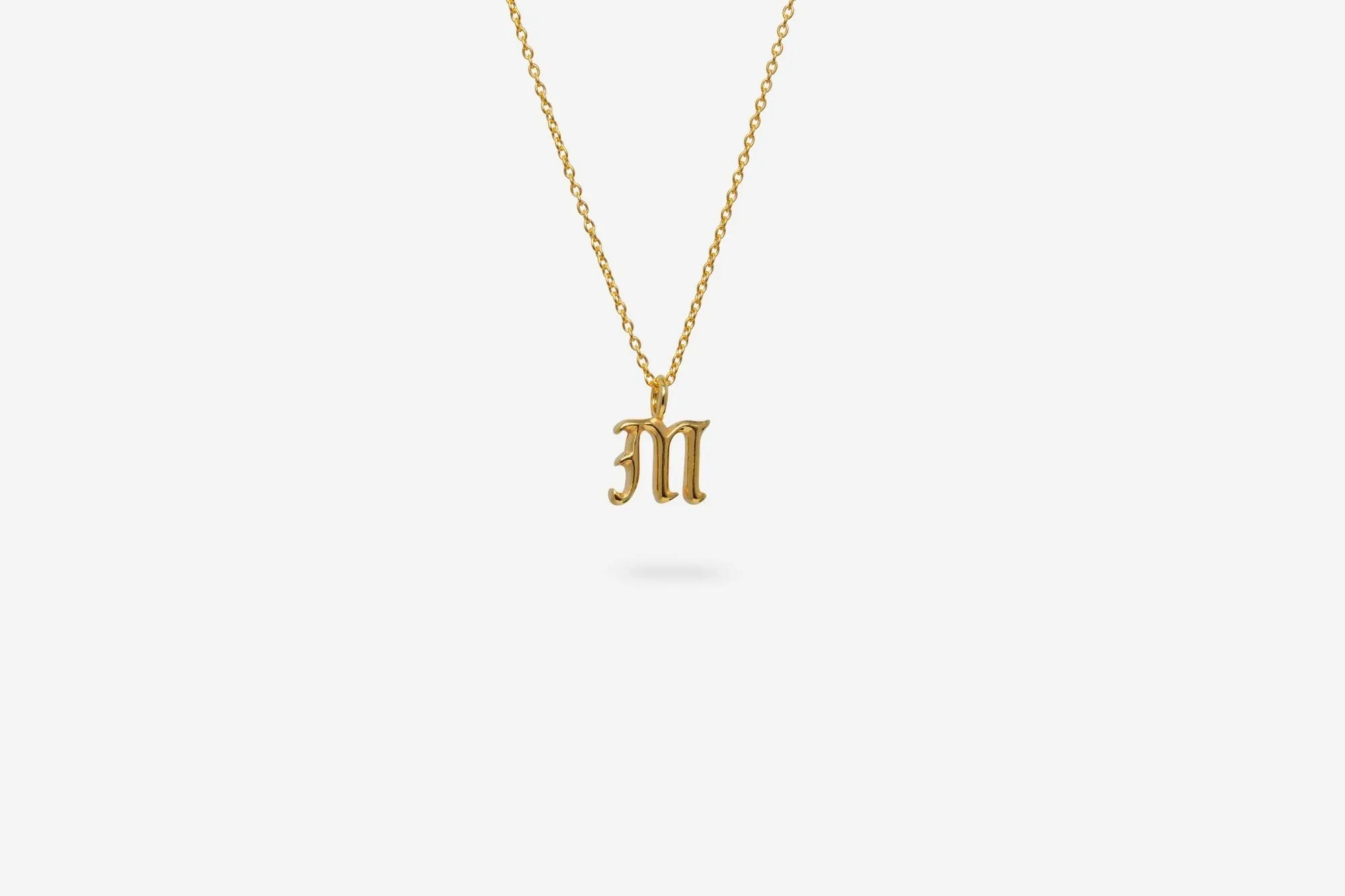 IX M Letter 22K Gold Plated Pendant