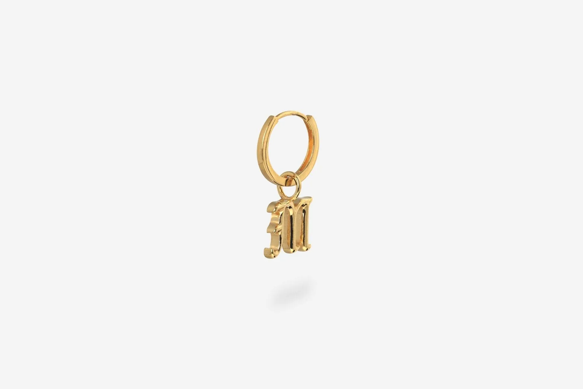 IX M Letter 22K Gold Plated Pendant