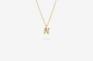 IX N Letter 22K Gold Plated Pendant