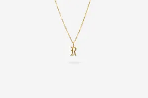 IX R Letter 22K Gold Plated Pendant