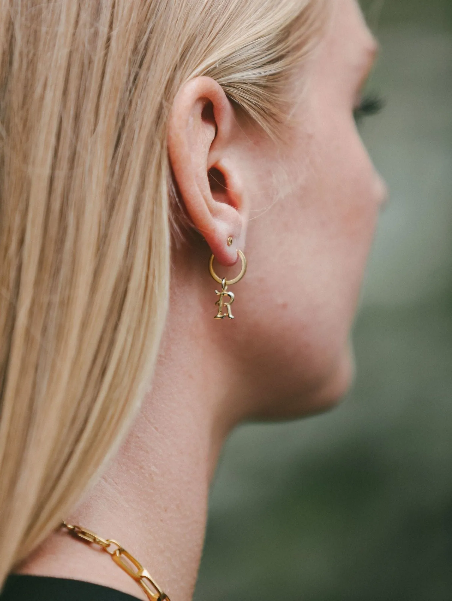 IX R Letter 22K Gold Plated Pendant