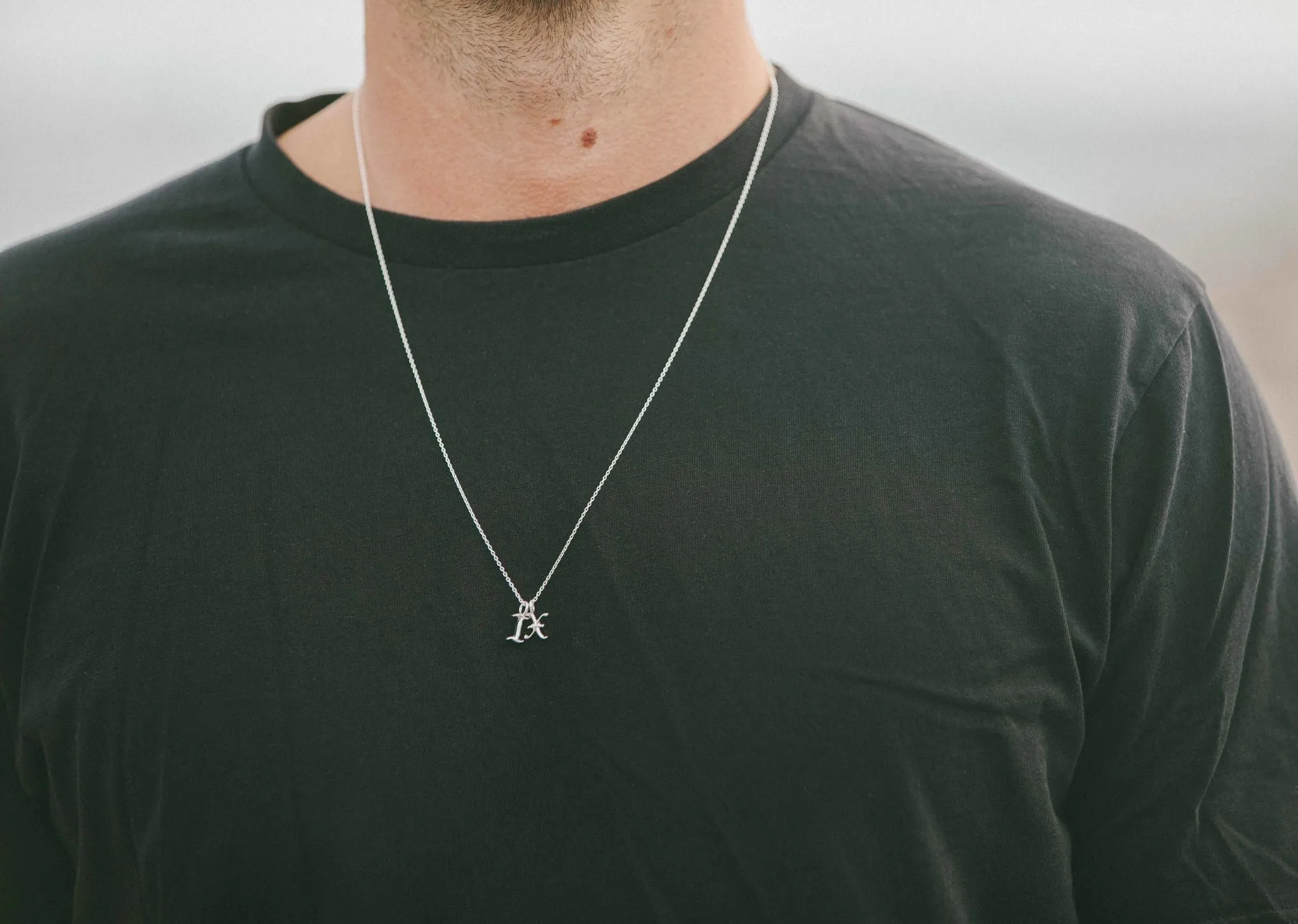 IX R Letter Silver Pendant