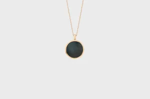 IX Round Hawks Eye Gold Plated Pendant