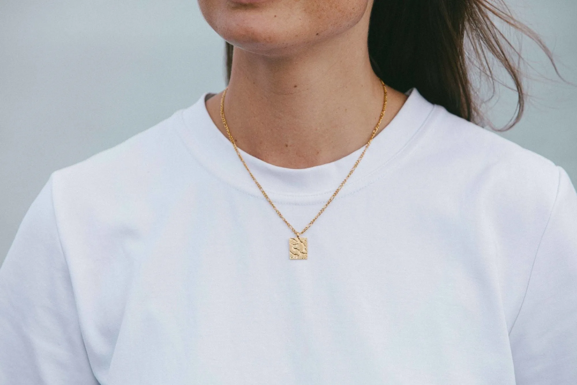 IX Rustic Square Gold Plated Pendant
