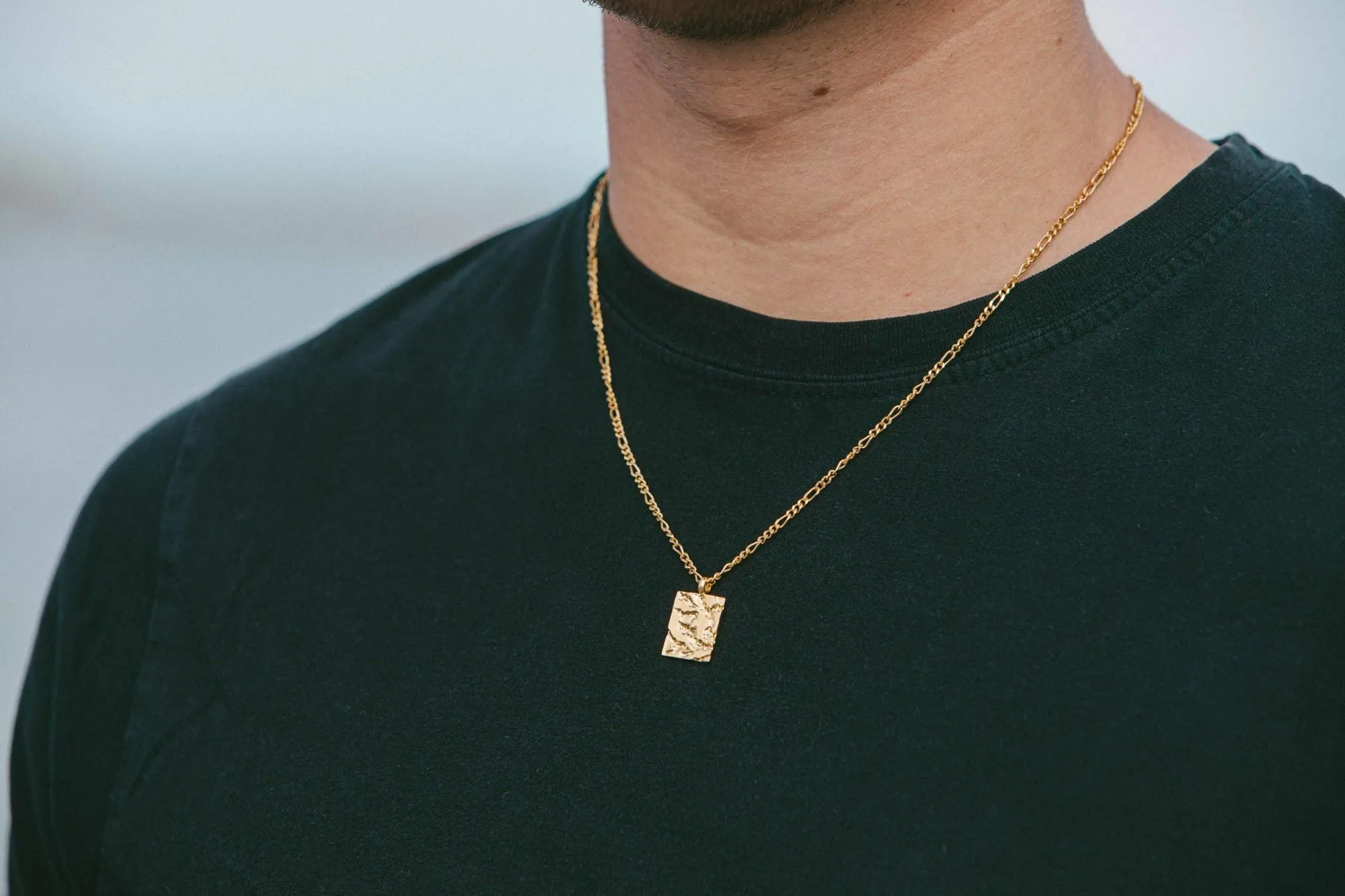 IX Rustic Square Gold Plated Pendant