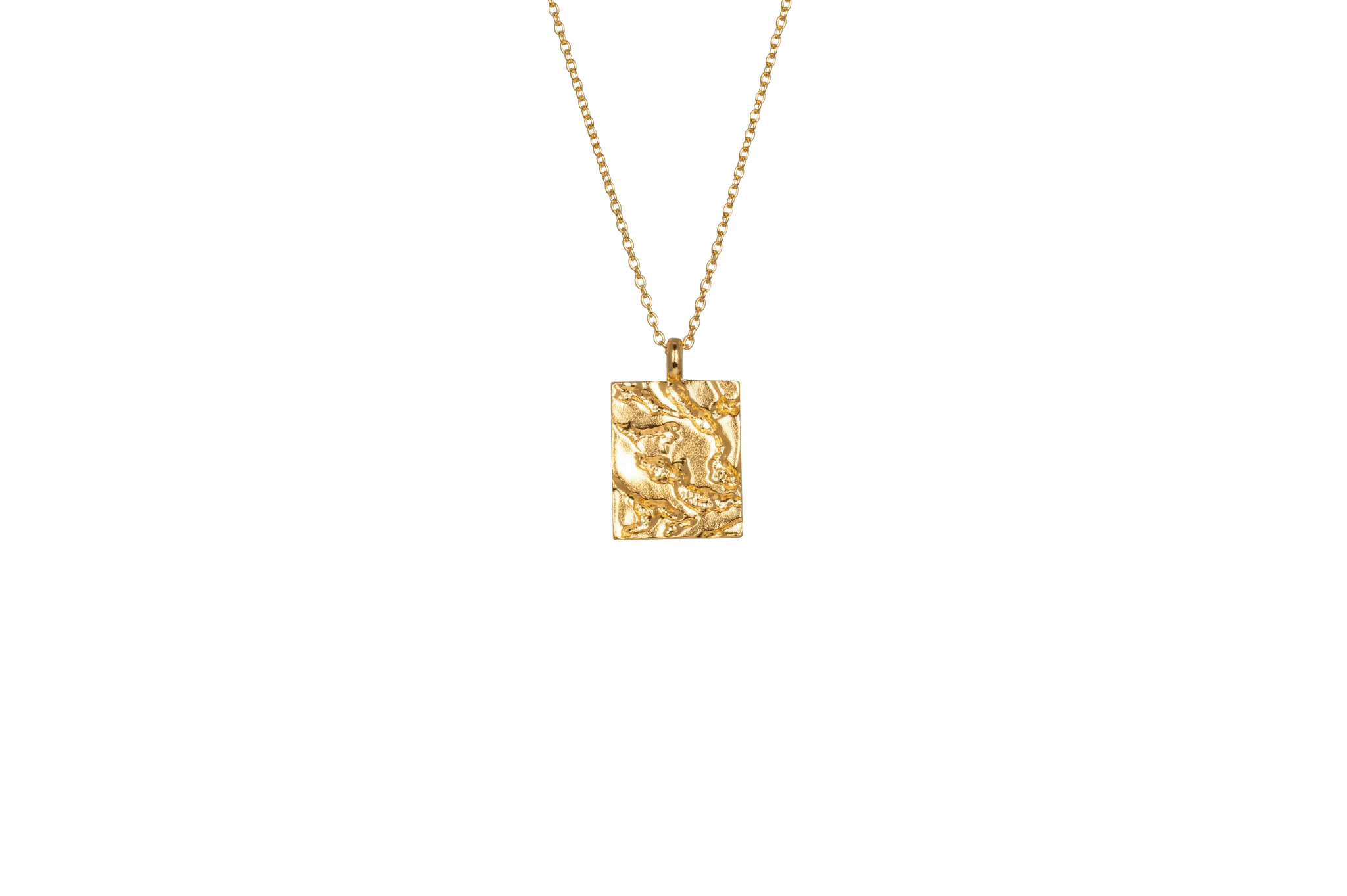 IX Rustic Square Gold Plated Pendant