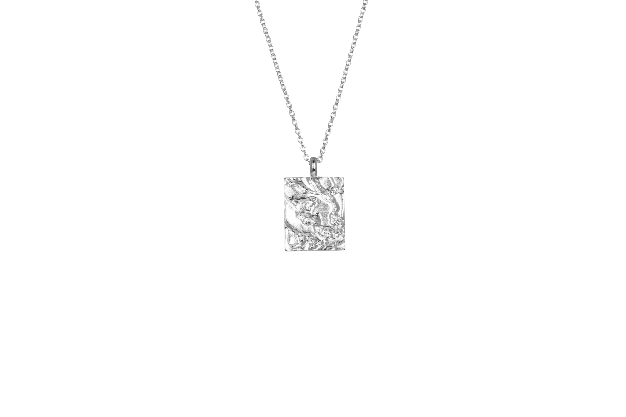 IX Rustic Square Silver Pendant