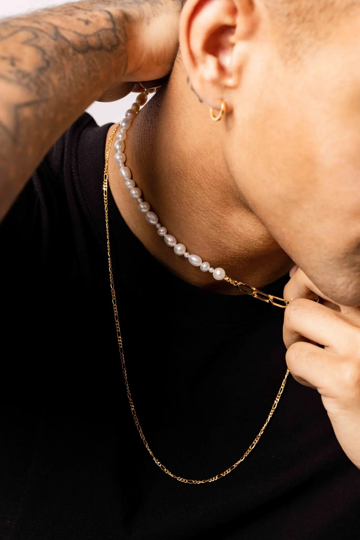 IX Uniqio Pearl Gold Plated Necklace