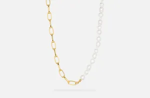 IX Uniqio Pearl Gold Plated Necklace