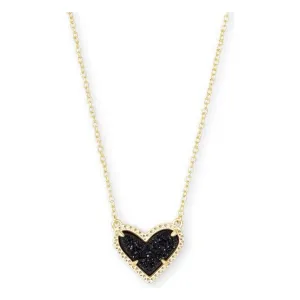 Kendra Scott Ari Heart Gold Necklace in Black Drusy