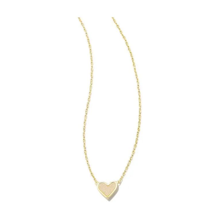 Kendra Scott Ari Heart Gold Necklace in Iridescent Drusy