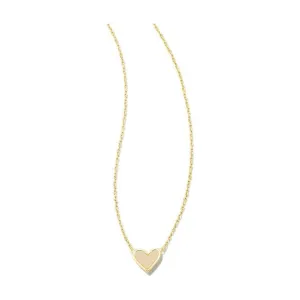 Kendra Scott Ari Heart Gold Necklace in Iridescent Drusy