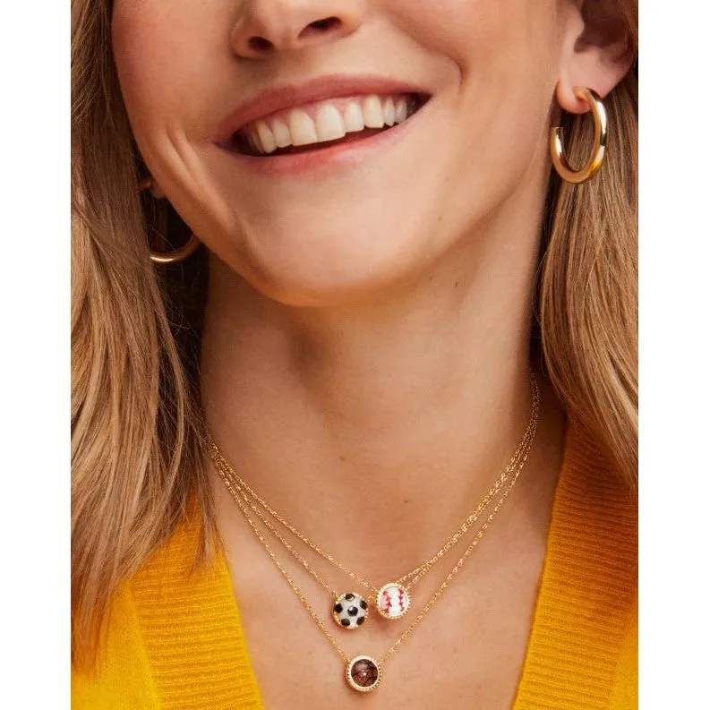 Kendra Scott Basketball Necklace in Orange Goldstone