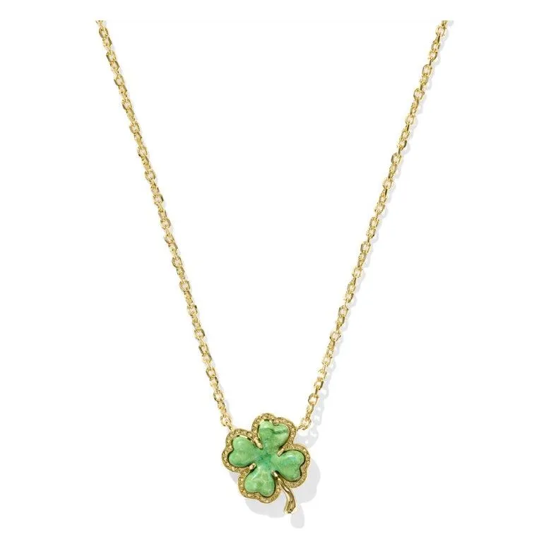 Kendra Scott Clover Necklace in Lime Green Magnesite
